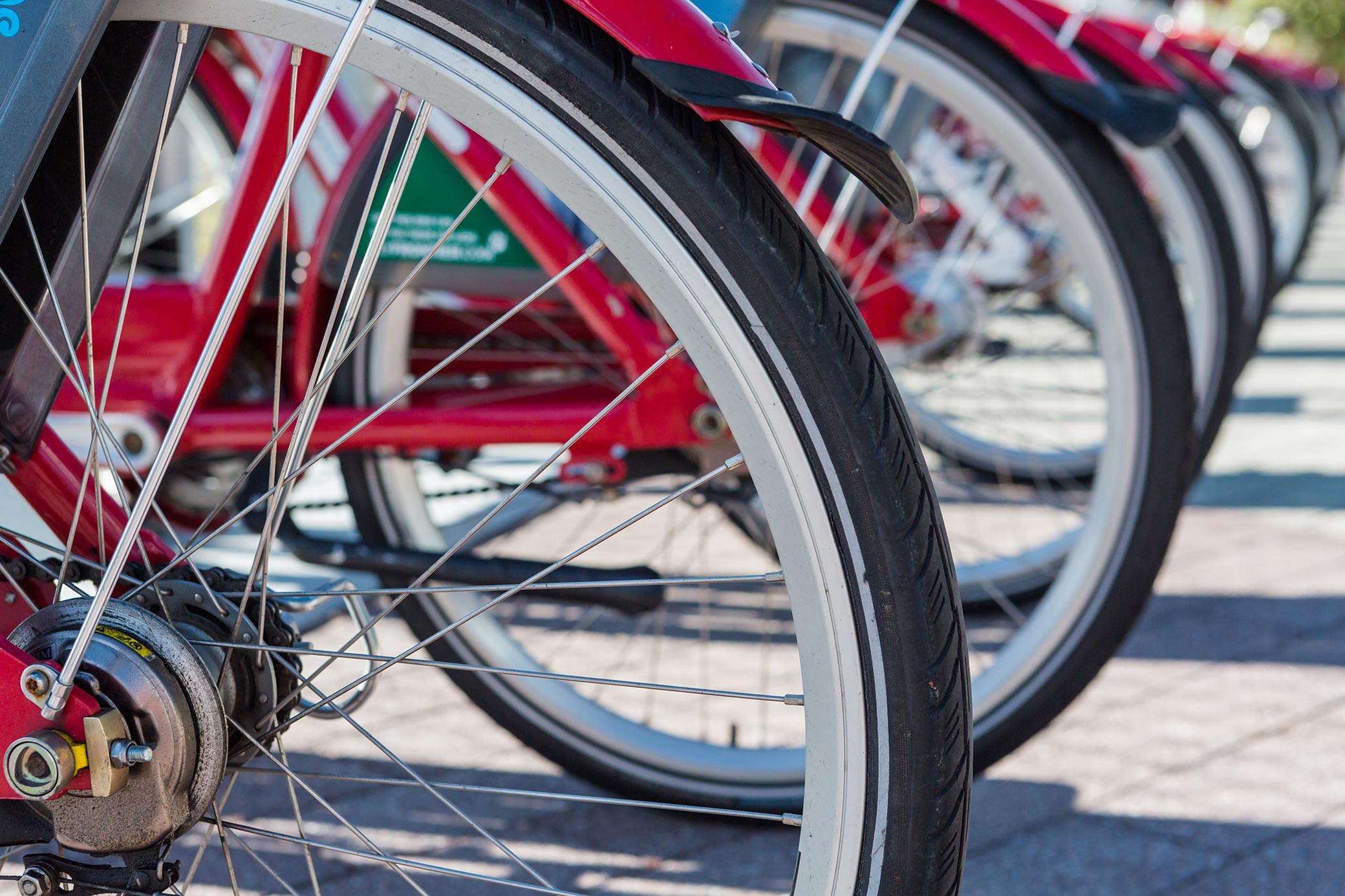 Row of bikes in Denver Colorado