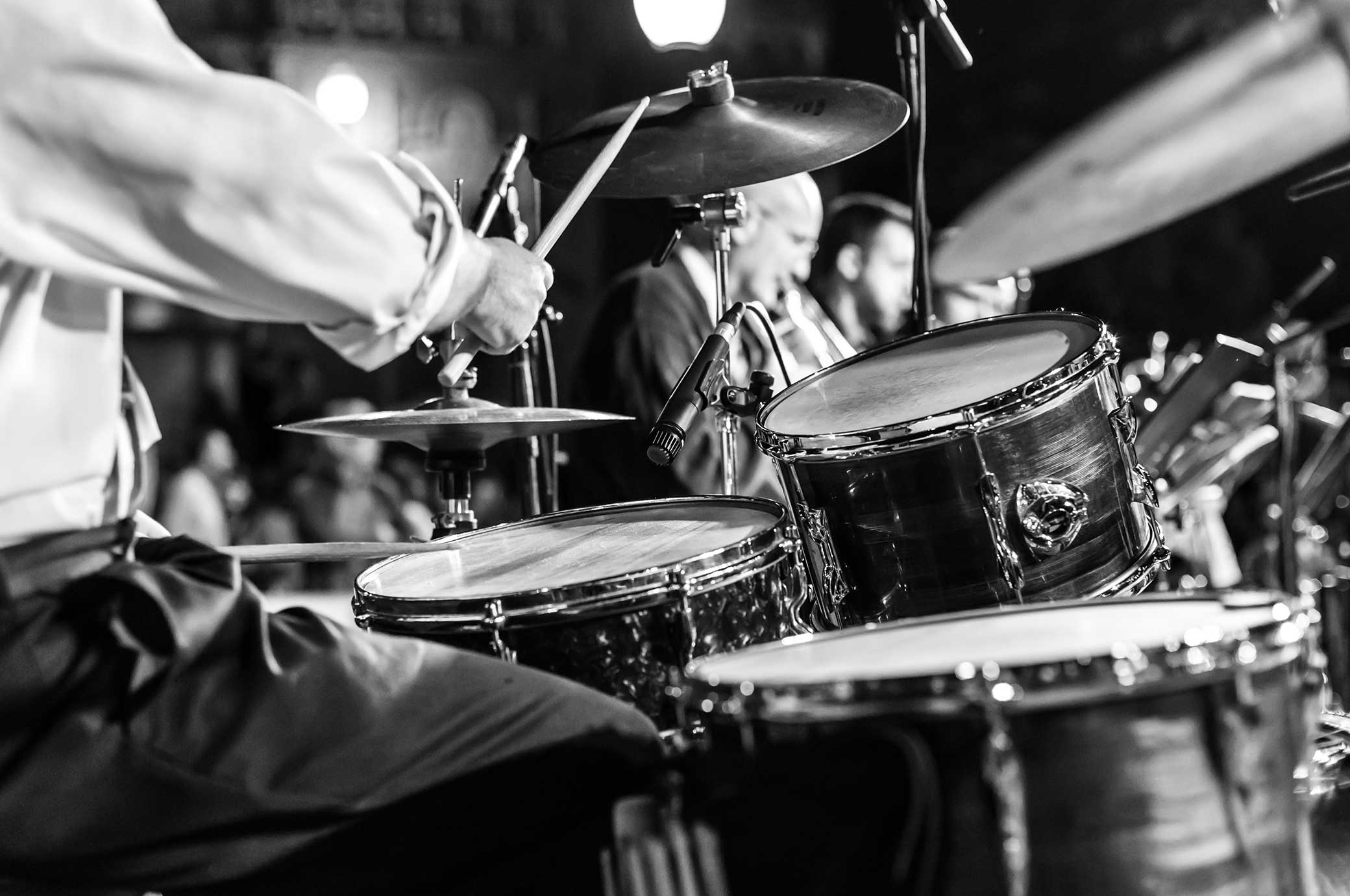 jazz band in black and white