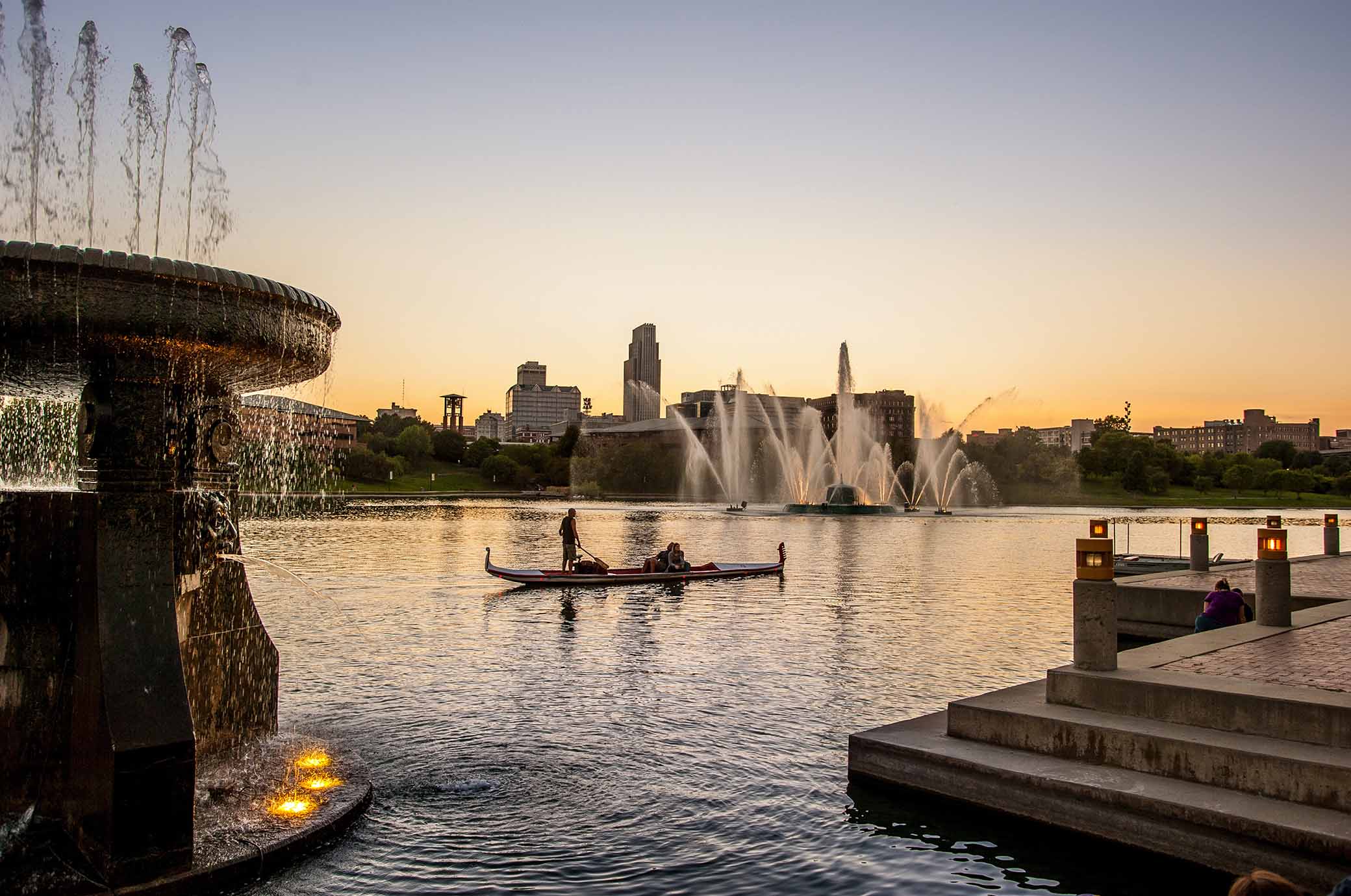 Image of a gondola on the water - one of many great places to go in Omaha.