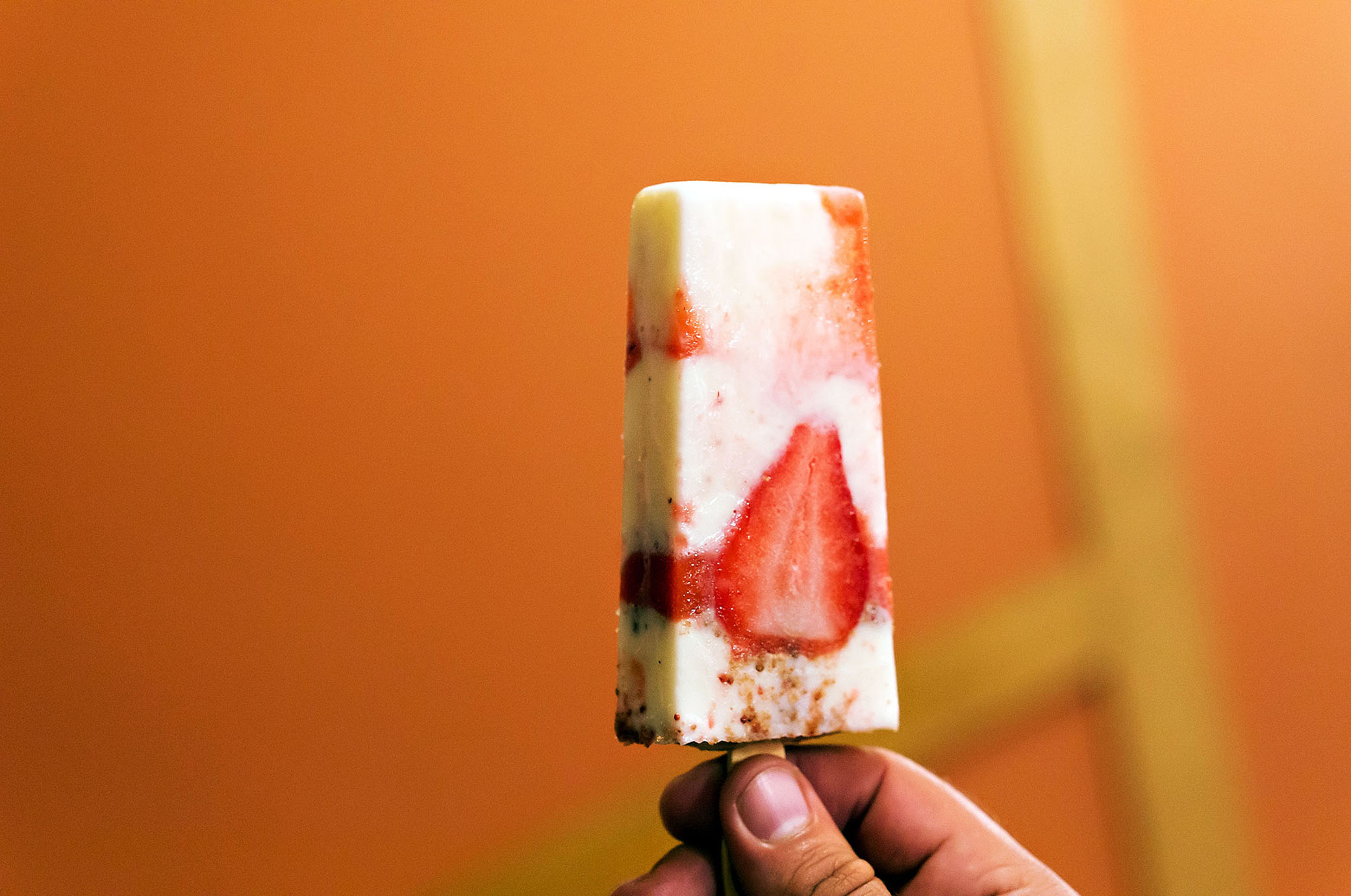 Image of strawberry cheesecake paleta Morelia Gourmet Paletas - cheap eats