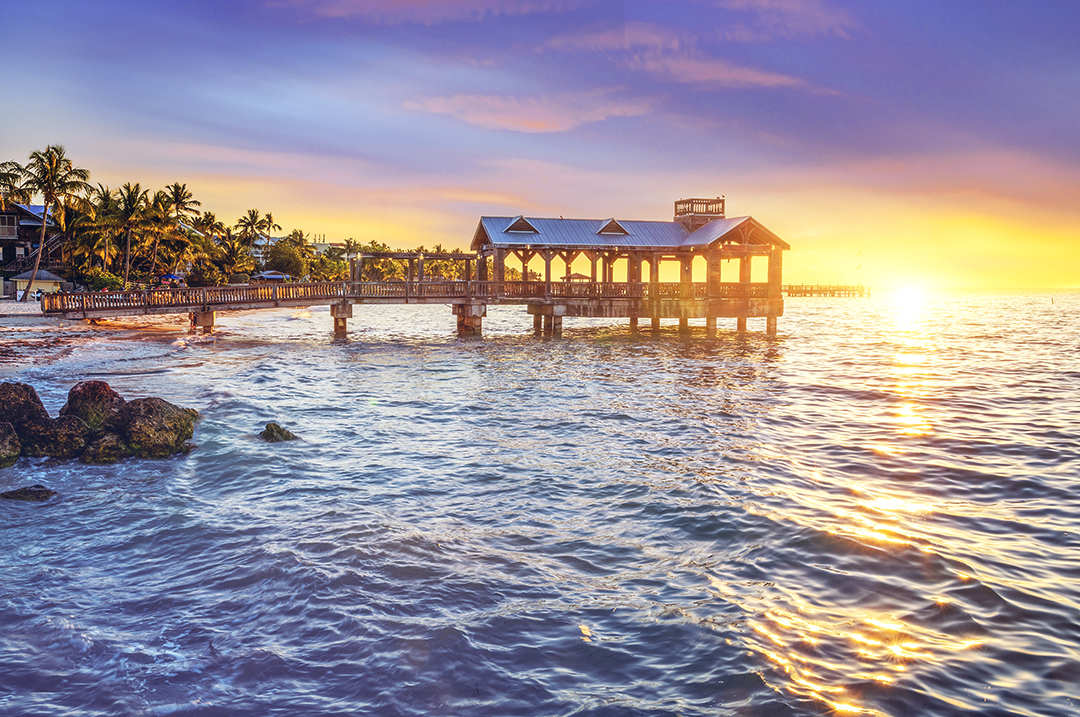 Image of a pier at Key West, one of the snowbird destination detours.