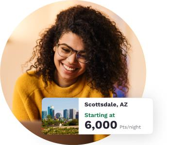 woman searching for a hotel booking with points