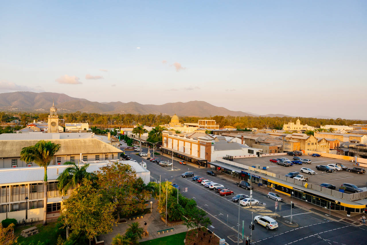 City view from above with Fitzroy River in the background