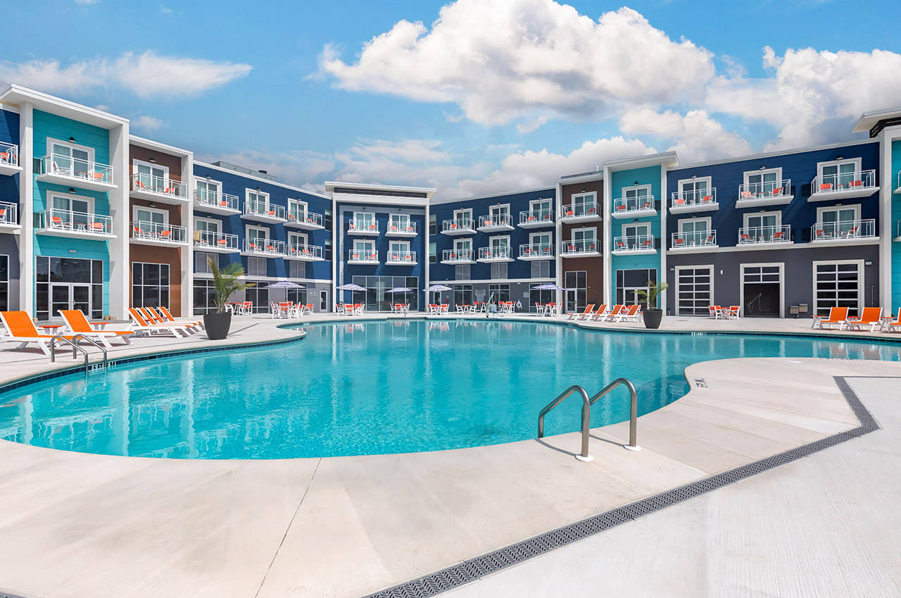 large pool at a Cambria Hotel