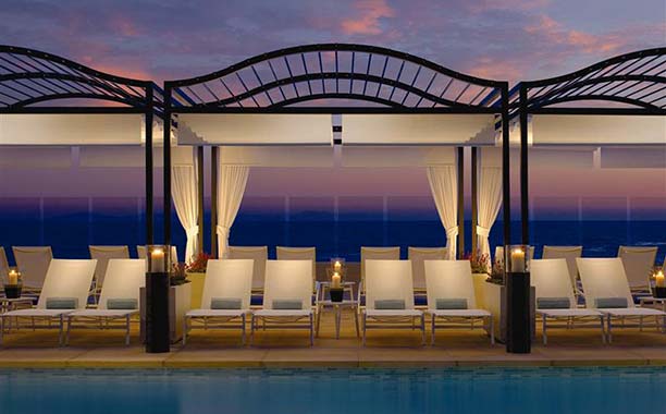 cabanas at dusk