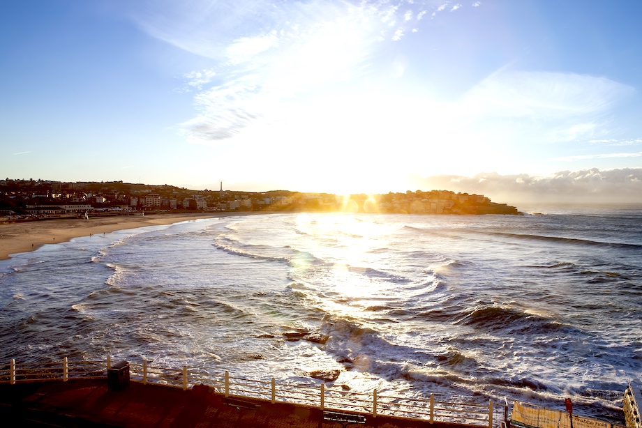 Scenic sunrise over the Bondi Beach, Australia