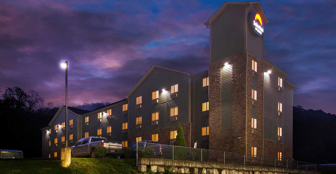 Suburban Studios Morgantown exterior at night