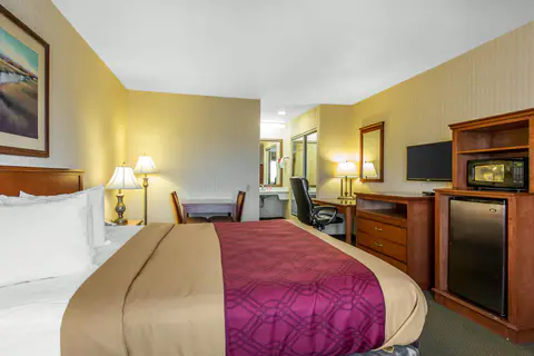 Guest room with microwave and refrigerator | Econo Lodge, Riverside CA Hotels