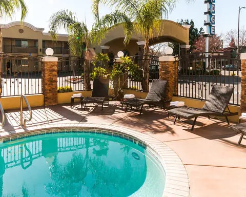 Outdoor pool with sundeck