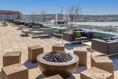 4,000 sq. ft. rooftop terrace with Riverfront views available for buyout | Cambria, Washington DC Hotels