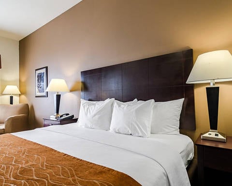 Artistically appointed guest room | Comfort Inn and Suites, Lawrence KS Hotels