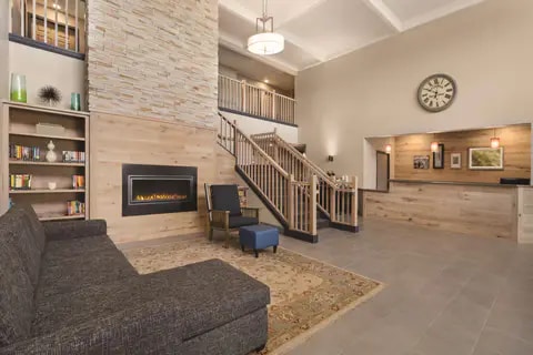 Living Room with Fireplace | Country, Detroit-lakes MN Hotels
