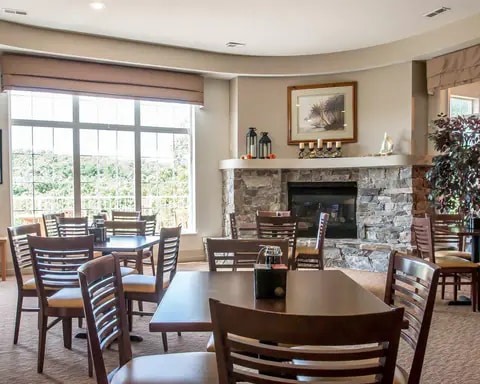 Enjoy breakfast in this seating area | Camdenton, MO | Sleep Inn and Suites | Lake of the Ozarks