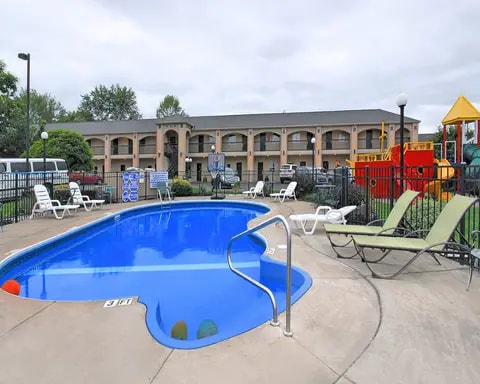 Outdoor pool with sundeck