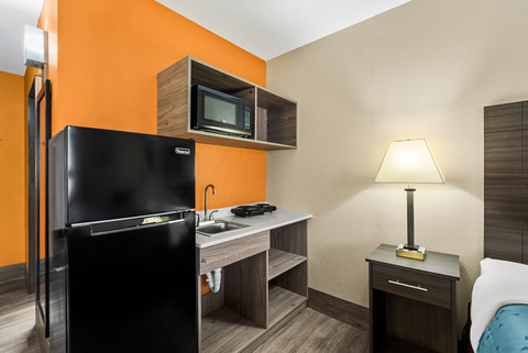 Guest room with microwave and refrigerator | Suburban, Columbia SC Hotels