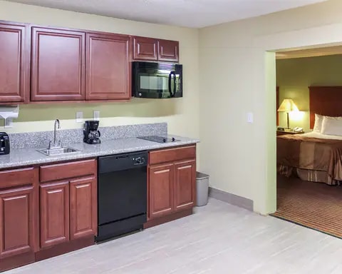 Spacious suite with kitchen area