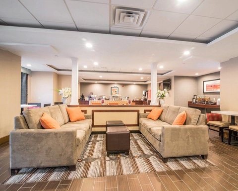 Spacious lobby with sitting area | Comfort Inn & Suites Brattleboro I-91 - Hotel in Brattleboro, VT